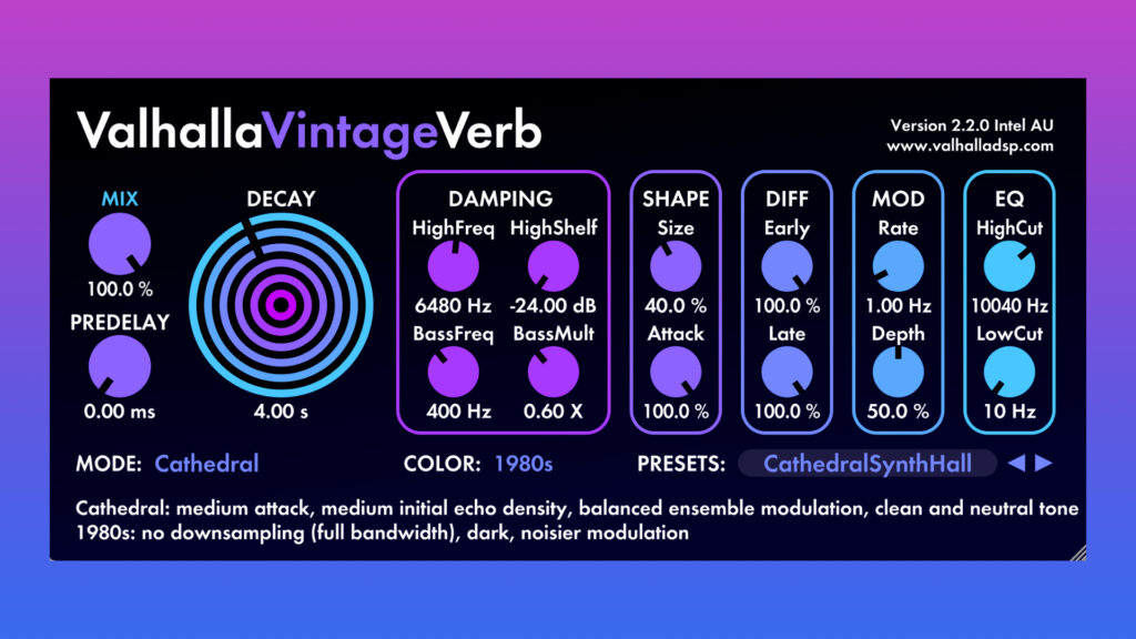 ValhallaDSP VintageVerb 2.2.0