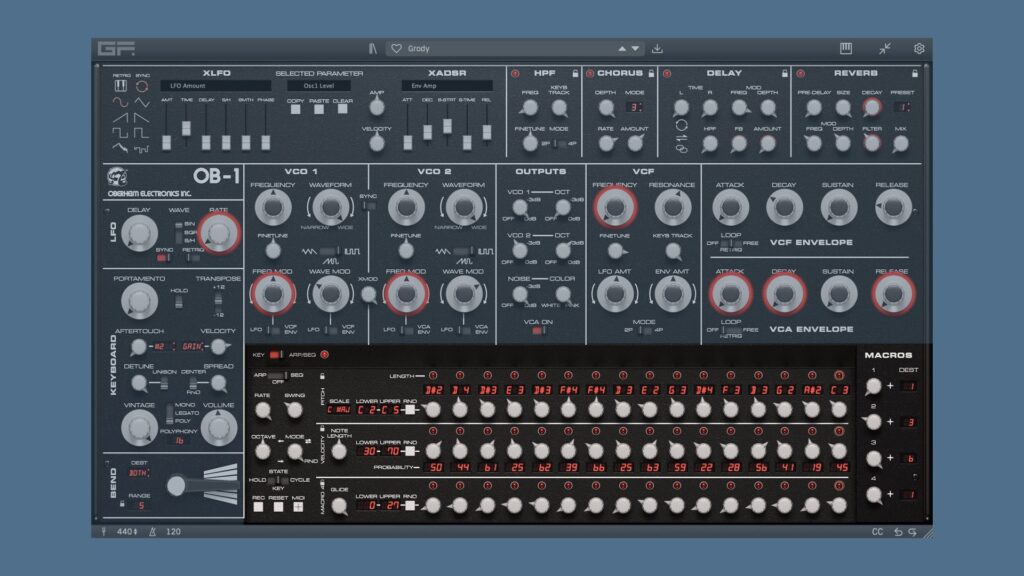 GForce Software Oberheim OB-1 sequencer