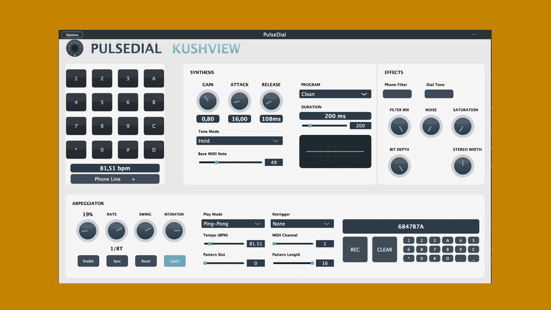 Kushview PulseDial DTMF Synthesizer